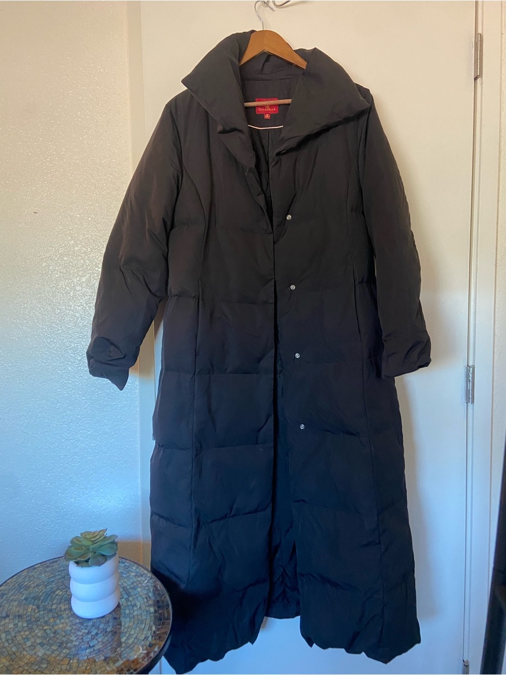 Cole Haan Long Black Quilted Puffer Coat